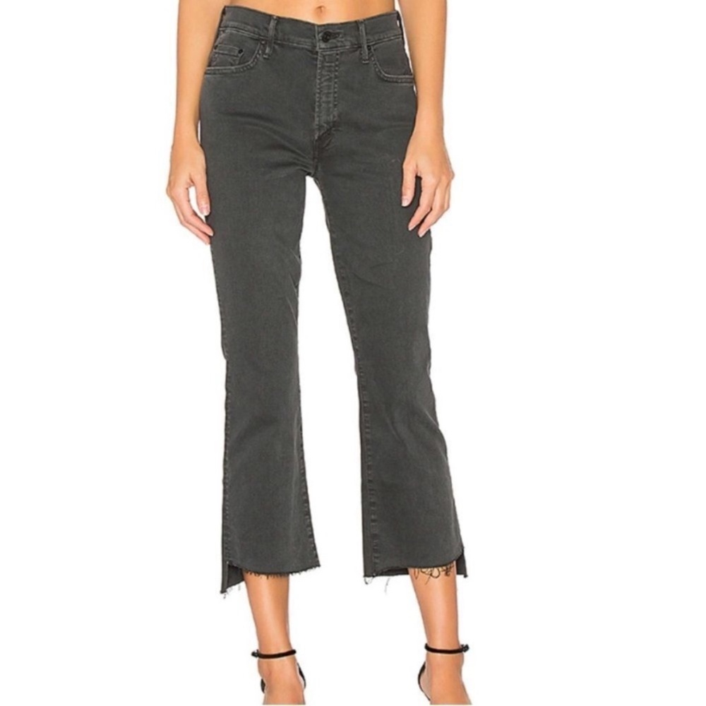 Mother Denim Insider Crop Step Fray Faded Black Size 29